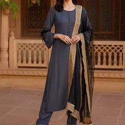 Tulsattva Women Regular Pure Cotton Kurta with Salwar & With Dupatta-picture-16