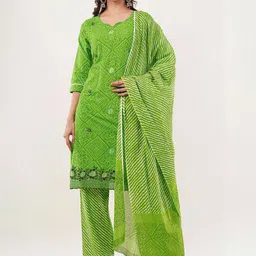 Mishy Bandhani Printed Pure Cotton Kurta With Trousers & Dupatta-picture-29