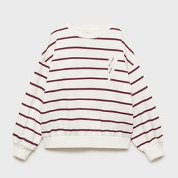 Mango Kids Girls Striped Oversized Pure Cotton Sweatshirt-picture-1
