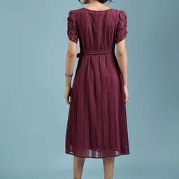 DressBerry Embroidered Puff Sleeve Net A-Line Midi Dress image 2