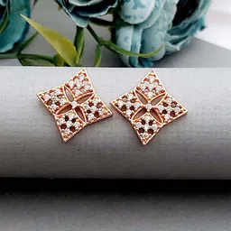 MEIRA JEWELLERY Gold-Plated Artificial Stones Studded Floral Shaped Studs-picture-34