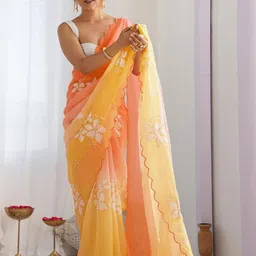 yourwish Embellished Sequinned Pure Georgette Saree image 2