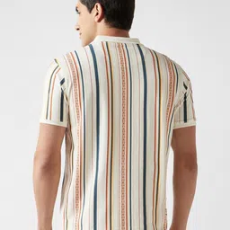 Louis Philippe Jeans Men Striped Polo Collar Cotton T-shirt image 3