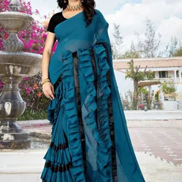 SAREEFLAME Floral Pure Georgette Saree-picture-40
