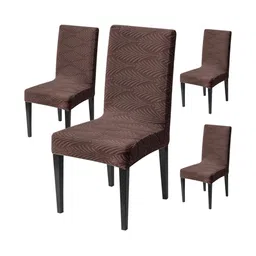 HOUSE OF QUIRK 4-Pcs Brown Textured 220 GSM Chair Cover-picture-55