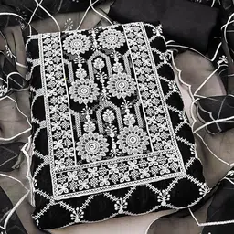 SAINOOR Embroidered Organza Unstitched Dress Material-picture-51