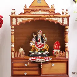 DZYN Furnitures Sacred Space Brown Wooden Large Floor Rested Pooja Temple Without Door-picture-44