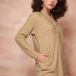 all about you Women Self Design Argyle Woollen Cardigan image 5