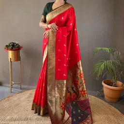 Mameraa Ethnic Motifs Zari Art Silk Handloom Saree image 3