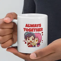 Mr UVD White & Red Cartoon Characters Printed Ceramic Glossy Mug -350 ml-picture-12