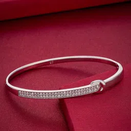 Kushal's Fashion Jewellery Rhodium-Plated & White Copper Zircon Bangle image 4