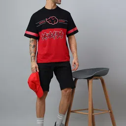 Free Authority Men Naruto Graphic Printed Round Neck Cotton Oversized T-shirt image 4