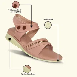 Ajanta Women Solid Synthetic Open Toe Wedge Heels image 2