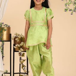 Cutiekins Girls Ethnic Motifs Empire Gotta Patti Kurta with Dhoti Pants-picture-22