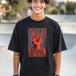 Bewakoof Men Graphic Printed Round Neck Pure Cotton Oversized T-shirt-image-76