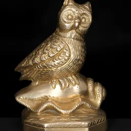 Exotic India Table Decor Decorative Brass Statue Owl on Conch-image-20