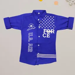 FASHION GRAB Boys Classic Fit Typography Printed Band Collar Cotton Casual Shirt-image-55