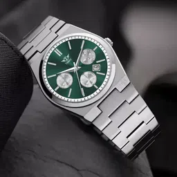 TWIXY Men Brass Embellished Dial & Stainless Steel Embellished Straps Analogue Watch TYW-15 GREEN image 4