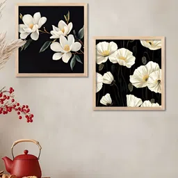 WALLLANE Brown & Black 2 Pieces Floral & Botanical Wood Wall Art image 1