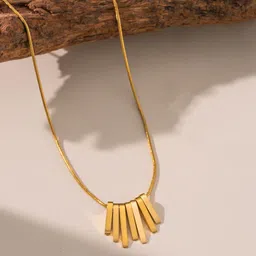 Jewels Galaxy Stainless Steel Gold-Plated Quirky Pendant With Chain image 2