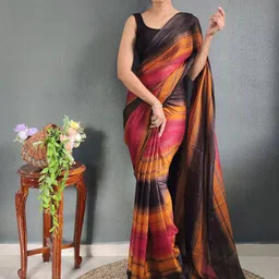DIVASTRI Striped Pure Georgette Saree-picture-35