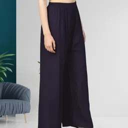 irha Women Regular Fit Yellow, Blue Viscose Rayon Trousers image 3