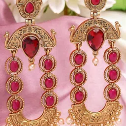 Anouk Women Metal Kundan Peacock Shaped Earrings-picture-35