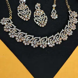 VATSALYA creation Gold-Plated Artificial Stone Studded Jewellery Set image 1