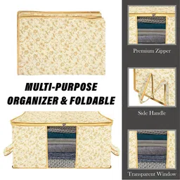 Kuber Industries Cream-Coloured 4 Pieces Floral Printed Drawer Organiser image 5