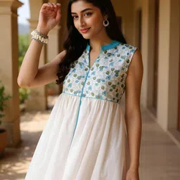 SZN Women V-Neck Floral A-Line Cotton Dress-picture-18
