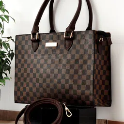 FOR THE BEAUTIFUL YOU Checked PU Structured Satchel-picture-15