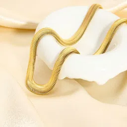 Aquastreet 18K Gold Plated Stainless Steel Antitarnish Flat 5mm Snake Chain image 2