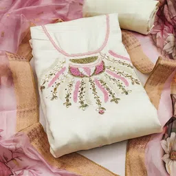 SAINOOR Embellished Pure Silk Semi-Stitched Dress Material-picture-33