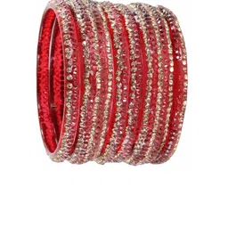 LAVAZZA Set Of 10 Fancy Glass Crystals Studded Bangles image 5