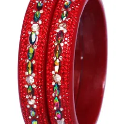 TAJ BRIDAL STORE Set Of 2 Kundan Stones Studded Bangles-picture-40