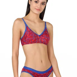 samvar Women Red,Blue Cotton Bra Panty Set for Lingerie Set Undergarments Pack of 2-picture-36