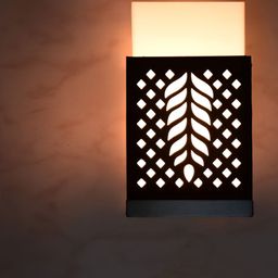 Gojeeva Black Wood Square Shaped Textured Contemporary Wall Lamp-picture-33