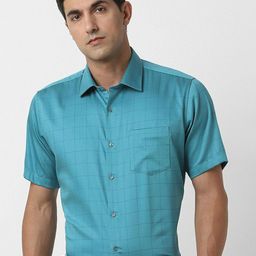 Van Heusen Men Regular Fit Spread Collar Checked Cotton Formal Shirt-picture-41