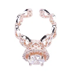 Opal Touch Rose Gold-Plated Cubic Zirconia Studded Adjustable Finger Ring image 3
