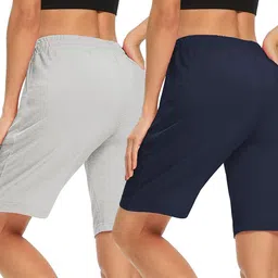 southcity attires Pack of 2 Solid Women Multicolor Regular Shorts, Night Shorts, Basic Shorts, Casual Shorts, Boxer Shorts, Gym Shorts image 2