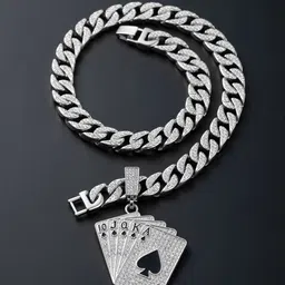 KRENOZ Sliver-Plated Stone-Studded Pendant With Chain image 4