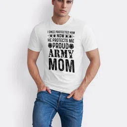 Seekbuylove Men Bio Finish Proud Army Mom Round Neck Pure Cotton T-shirt image 2