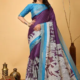 KALINI Ethnic Motifs Zari Art Silk Banarasi Saree-picture-33