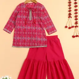 The Magic Wand Girls Printed Regular Pure Cotton Kurta with Sharara-picture-21