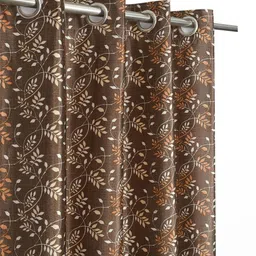 GEET CREATIONS Softy Bail Coffee Brown 2 Pieces Printed Room Darkening Door Curtains image 2