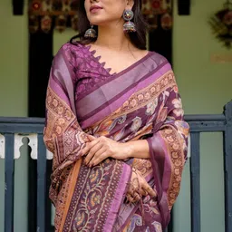 MAHARANI COUTURE Ethnic Motifs Printed Pure Linen Saree image 4