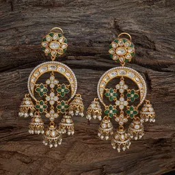 Kushal's Fashion Jewellery Victorian-Plated Kundan Studded Dome Shaped Jhumkas Earrings-picture-20