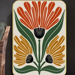 Livin'luxe Red & Mustard 1 Piece Wood Floral and Botanical Wall Paintings-picture-33