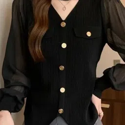 KPOP Women Bishop Sleeves Shirt Style Top-picture-16
