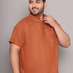 Enchanted Drapes Men Plus Size Geometric Printed Daily Cotton Straight Kurta image 5
